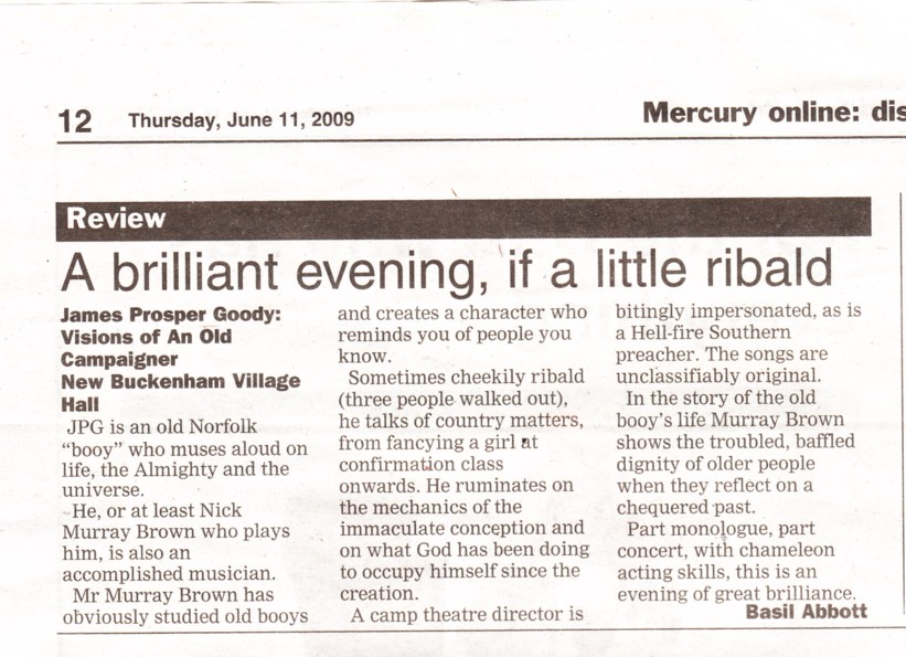 James Prosper Goody: Visions of an Old Campaigner - review - Diss Mercury - 2009