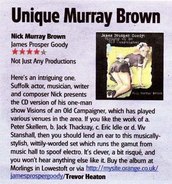 James Prosper Goody: Visions of an Old Campaigner - album review - Eastern Daily Press - 2007